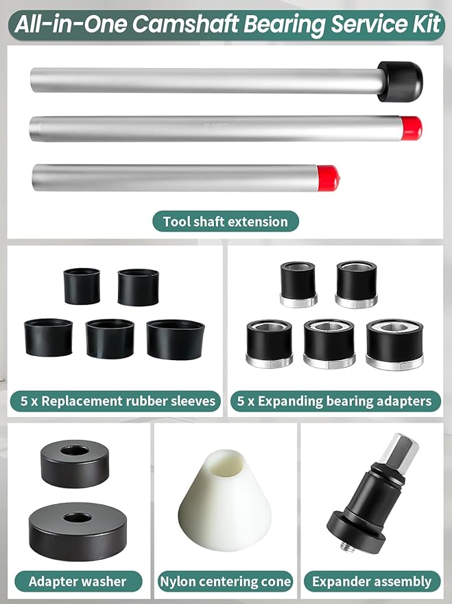 Cam Bearing Removal and Installation Tool Set Camshaft Bearing Tool Kit with 1-1/8 to 2-2/3 Inch Adapters for Most Domestic and Imported Vehicles