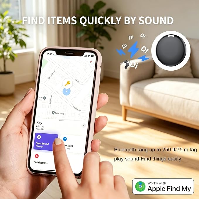 GPS Tracker for Vehicles No Subscription (iOS Only) - Hidden Tracker Device for Vehicles, Mini Car Tracker Tag Work with Find My, Tracking Device for Kids, Key, Pet, Luggage