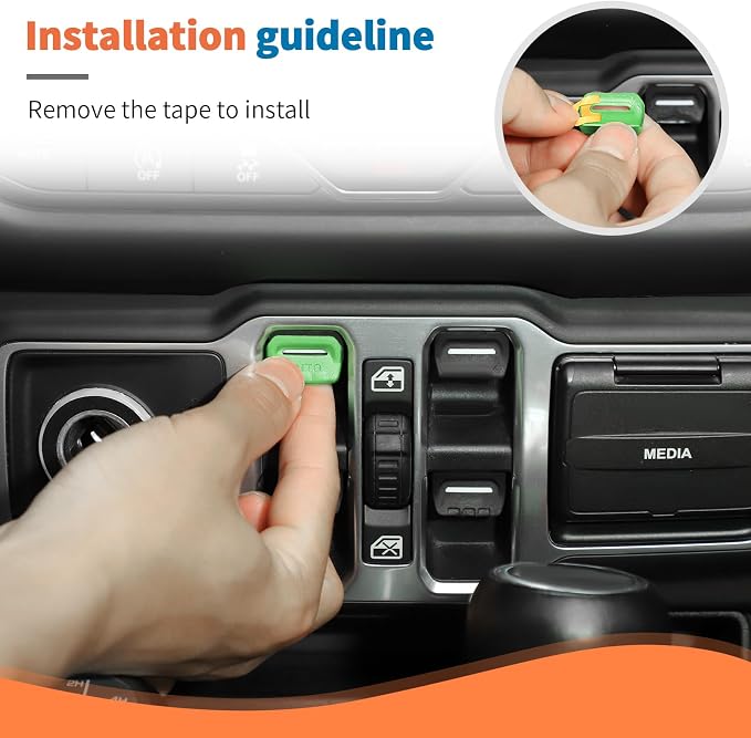 JeCar for Jeep Wrangler JL & Gladiator JT Window Switch Button Knob Cover Trim Kit, Green Aluminum Interior Decoration Accessories (2018–2024 2025+)