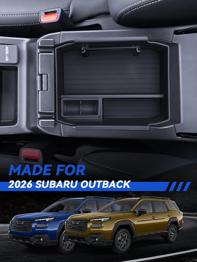 Outback Center Console Organizer for 2026 Subaru Outback (Wilderness/Premium/Limited/Touring/Limited XT/Touring XT) Accessories Armrest Tray Middle Storage Box Insert Container Durable