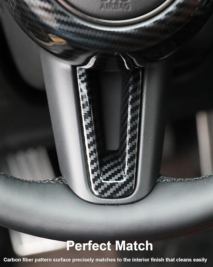 for Mazda CX-50 Mazda 3 CX-30 Steering Wheel Protective Trims Cover, Sporty Carbon Fiber Style Interior Accessories for Mazda CX50 CX 50 2023 2024 2025 Mazda 3 CX30 CX 30 2020-2024
