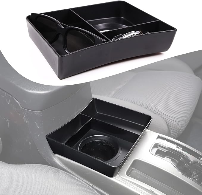 Lcojicep Car Central Control Tray Storage Box Organizer Compatible with Toyota Tacoma 2006-2015 Center Console Gear Shift Side/Water Cup Holder Organizer， Storage Box Tray (Cup Holder Storage Box)