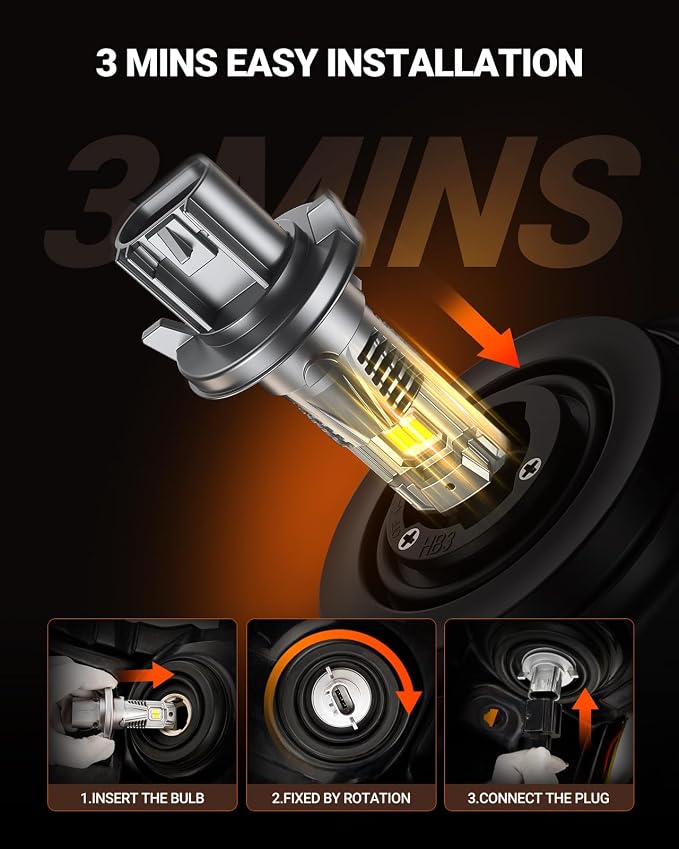 SEALIGHT H13/9008 LED Bulb, 900% 46000LM Super Brighter than Origin, 6500K White Canbus Ready, IP68 25000RPM Cooling Fan with 80000Hrs Lifespan, 3Mins Fast Installation, 2 Pack
