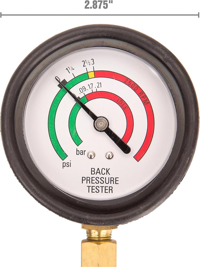 OEMTOOLS 37263 Exhaust Back Pressure Tester/Gauge Kit, Exhaust Gauge Diagnoses Catalytic Converter Issues, Oxygen Sensor Adapter, psi/Bar Readings