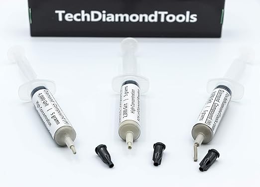 TechDiamondTools Kit of 3 Diamond Polishing Compound Polishing Paste USA Made 2000 4000 8000 Grit for Marble Glass Metal Rock Jewelry Resin Silver Gemstone with High Concentration of Diamond Powder