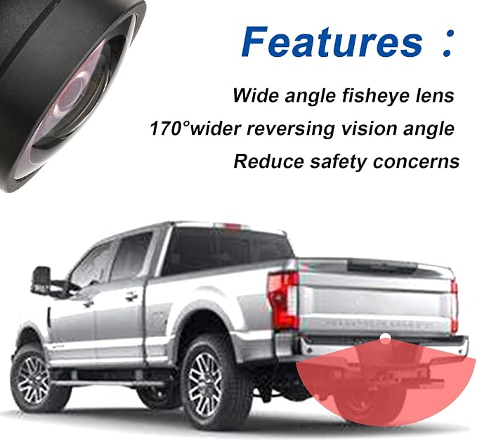 Rear View Backup Camera Compatible with Ford F250 F350 Super Duty 2017 2018 2019 HC3Z-19G490-X HC3Z-19G490-E HC3Z-19G490-M HC3Z-19G490-T Plug Round Hole