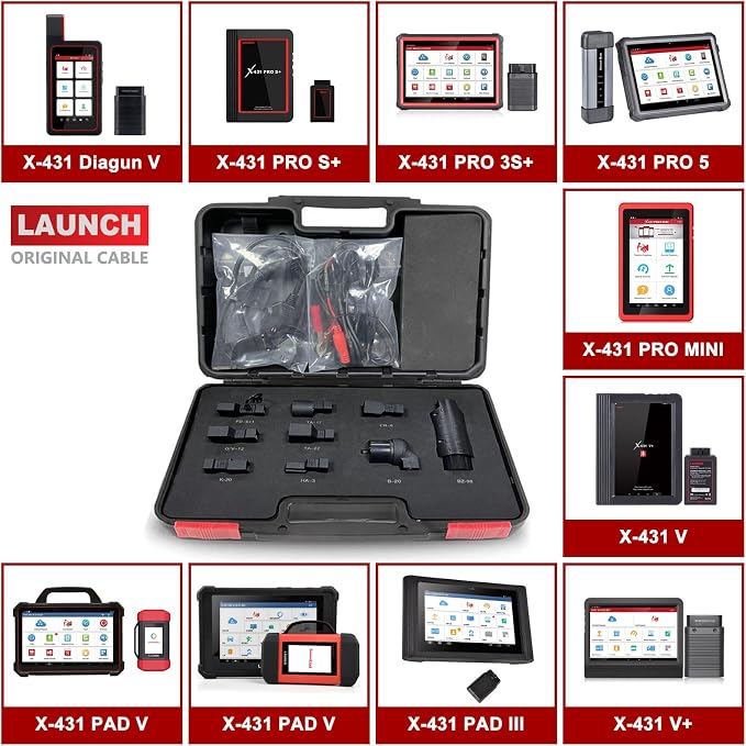 LAUNCH Non-16 Pin Adapter Kit OE-Compliant Connectors Compatible for All LAUNCH X-431 Diagnostic Tool [X-431 V/V+, X-431 PRO S+/3S+/5/MINI, X-431 PAD III/V/VII]