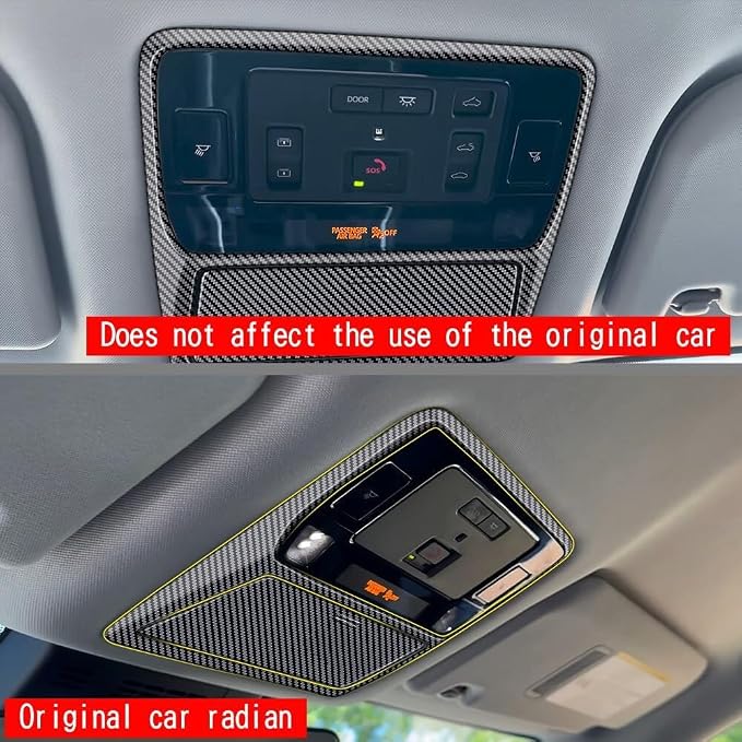 2Pcs Car Reading Light Frame Panel Trim Cover Compatible with Toyota Grand Highlander 2024 2025 2026 Fit for 2024-2026 Grand Highlander ABS Accessories(Carbon Fiber)