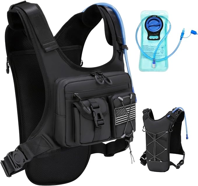 Criuage USA Patent Running Hydration Vest Backpack, Lightweight Chest Pack with 2.0L Water Bladder Bag Daypack for Hiking Running Cycling Race Marathon for Women Men