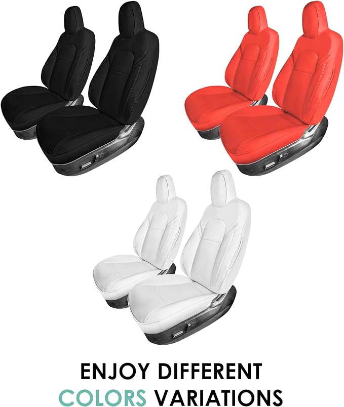 FH Group Custom Fit Car Seat Covers Specifically Made for 2020-2025 Tesla Model Y Faux Leather Water Resistant Automotive Seat Covers -Front Set Black