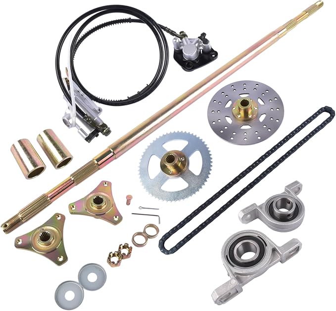 Rear Live Axle Kit Sprocket & Hub Brake Assembly Chain,Hub Replacement for Drift Trike Go Kart