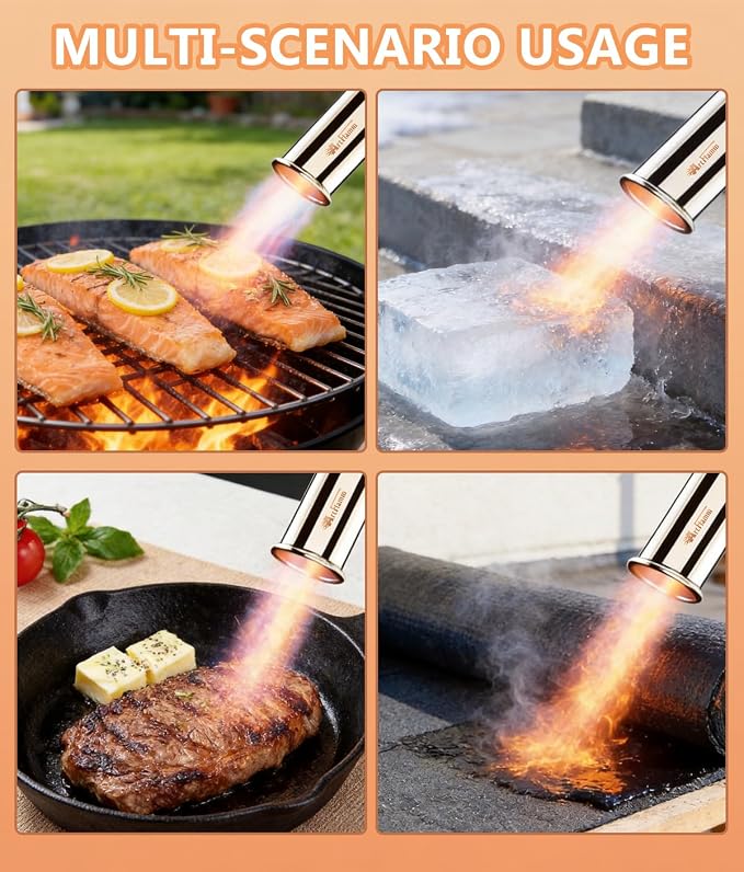 Propane Grill Torch Gun – Cooking Torch – Culinary Torch Sous Vide – Adjustable Flamethrower for BBQ, Campfire, Charcoal Wood Grills Lighter(Tank Not Included)