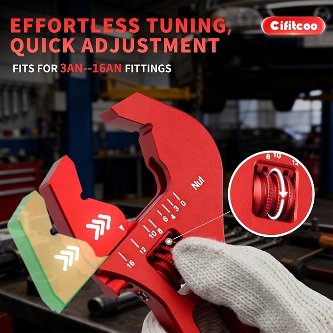 The Complete AN Fitting Kit: AN fittings Installation Tool + Red AN Wrench, Covers -3 to -16AN Sizes, No Damaged Fittings, Perfect for Fuel & Oil Lines