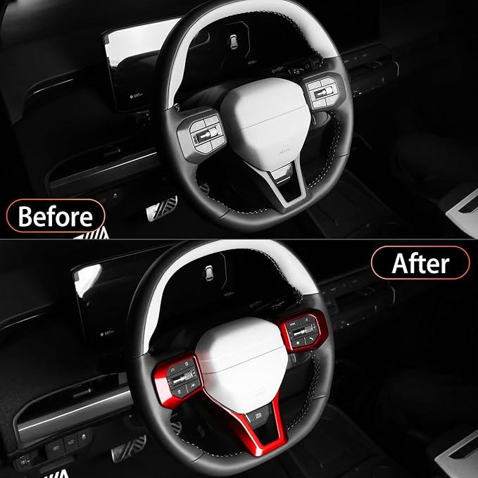 YOUTOOCAR 3PCS Steering Wheel Button Frame Covers Compatible with Kia K4 GT-Line Kia EV6 GT-Line 2025 Kia EV3 GT-Line Accessories (3, Red)