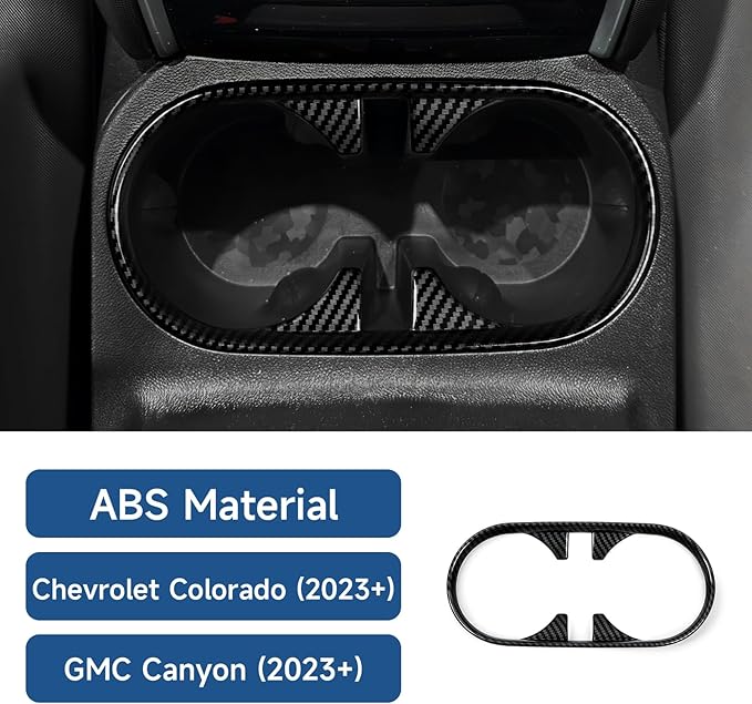 Car Center Console Cup Holder Cover Trim Accessories for Chevrolet Colorado/GMC Canyon 2023 2024 2025 ABS Interior Decals Carbon Fiber Stickers