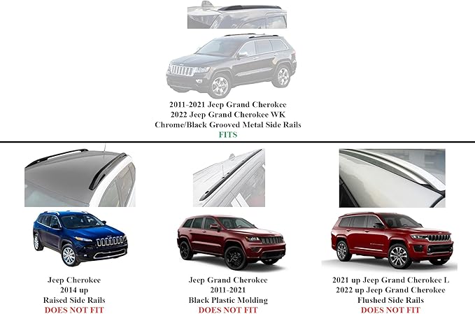 BRIGHTLINES Crossbars Roof Racks Luggage Racks Replacement for 2011-2021 Jeep Grand Cherokee with Grooved Metal Roof Side Rails