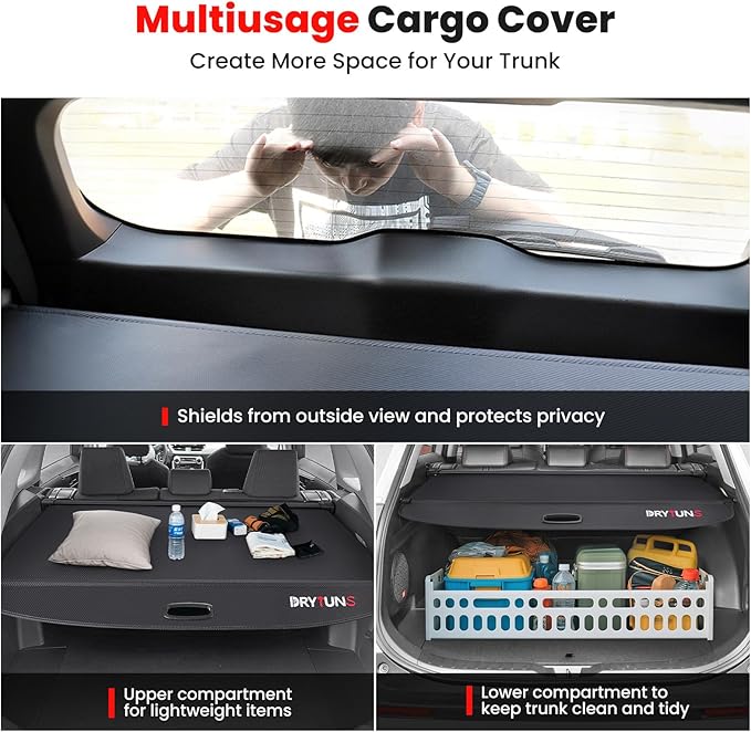 Cargo Cover for Toyota RAV4 2019-2026, Retractable Trunk Cover for Toyota RAV4 2019-2026, Anti-Peeping Security Shield Shade, Black