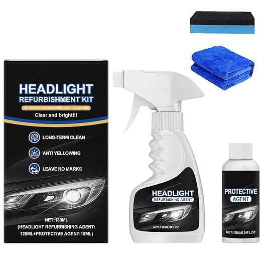 Headlight Restoration Fluid Kit, Automotive Headlamp Restoration Fluid Kit for Oxidized and Yellowed,Car Headlight Cleaner for All Vehicles That Restores Clarity (1 Pcs)