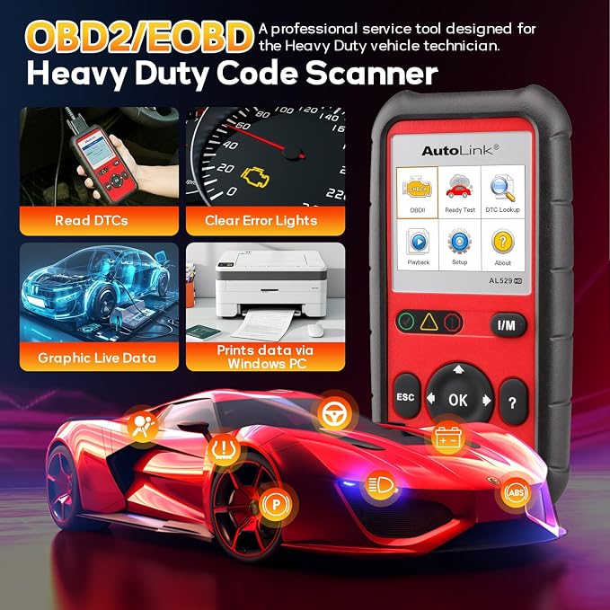Autel AutoLink AL529HD, Vehicle Code Reader, Advanced AL529 OBD2 Code Scanner, AutoVIN Read Enhanced Codes for Ford/GM/Chrysler, Freeze Frame Data, Code Reader for Cars and Trucks