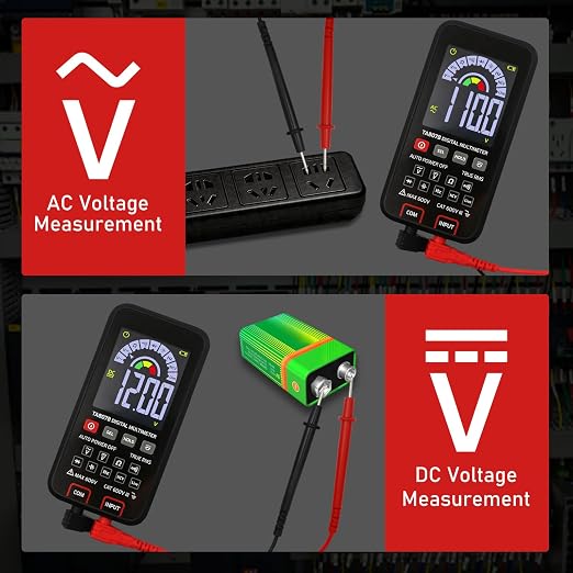 Digital Multimeter 6000 Counts Amp Voltage Tester Auto-Ranging with Backlit Screen, Measures AC/DC Voltage Current Resistance Capacitance Continuity Diode Live Wire Test NCV for Automotive, Household