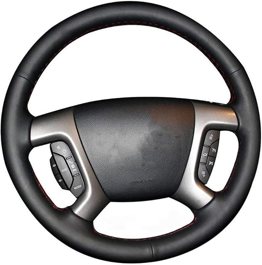 Loncky Genuine Leather Car Steering Wheel Cover for Chevrolet 2008-2013 Silverado 1500 /Silverado 2500 3500/2007-2014 Tahoe/2007-2014 Suburban 1500/2007-2013 Avalanche 1500/2009-2015 Traverse/Express