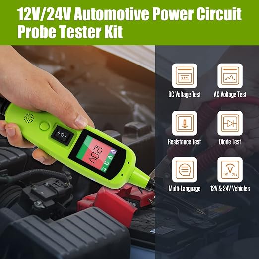 BELEY Power Circuit Probe Kit - 6-24-30v Automotive Circuit Tester with Vehicle Tracer & Short/Open Finder for Battery Testing, Headlight Testing, Brake Light Testing etc