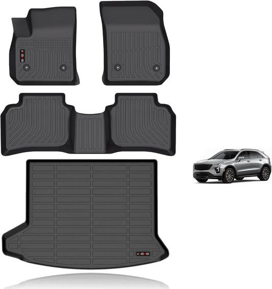 KELCSEECS Floor Mats & Cargo Liner Custom for 2019-2024 Cadillac XT4 All Weather Car Mats TPE Floor Liners XT4 Accessories