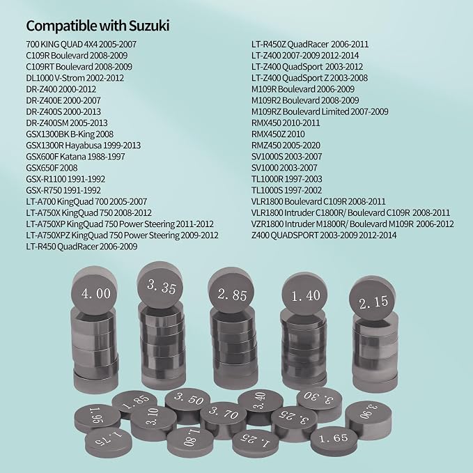 9.48mm Adjustable Motorcycle Valve Shim Kit Fit for Yamaha WR250F 2015-2020 WR450F YZ450F 2003-2020 YFZ450 2004-2013 YZ250F 2014-2021 for Honda CRF250R 2018-2021 CRF450R 2002-20 CRF450X 2005-21 208pcs