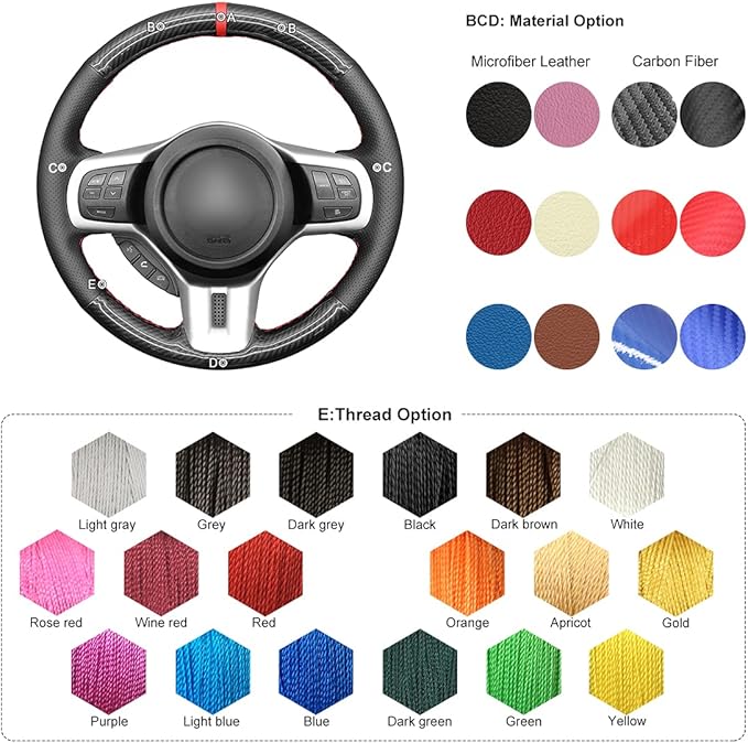 MEWANT Car Steering Wheel Cover for Mitsubishi Lancer Evolution 10 X 2008-2015 Carbon Fiber&Microfiber Leather Car Steering Wrap