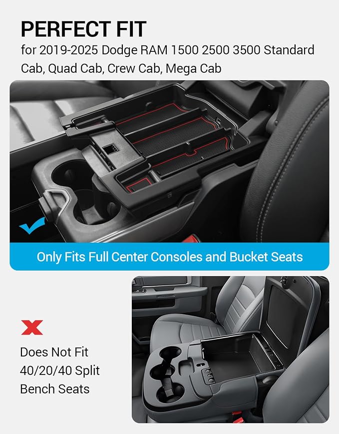 Motrobe Dodge Ram 1500 Pedal Covers and Dodge Ram 1500 2500 3500 Center Console Organizer Tray