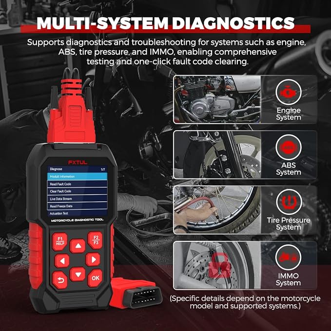 M4 Motorcycle Diagnostic Tool for BMW 10-Pin OBD2 Scanner | Full System Scanner, ABS Bleeding, Service Reset & Throttle Reset, ECU Reset, For DIYers & Professional Mechanics