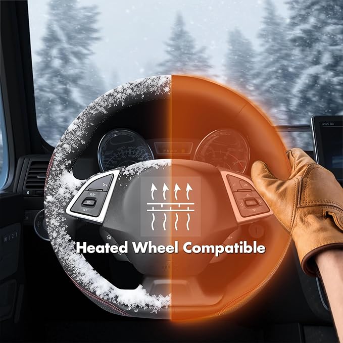 MEWANT Hand Stitch Steering Wheel Cover for Chevy Camaro 2016-2025 Custom Black Genuine Leather Interior DIY Wrap Restoration Kit Anti-Slip Breathable Protector