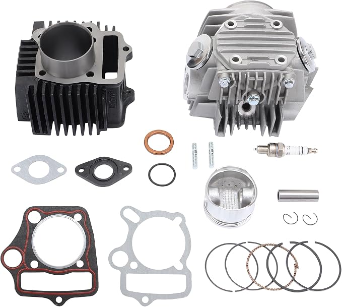 WOOSTAR 52.4mm Big Bore Cylinder and Head 66mm Valves Assembly with Piston Ring Kit Replacement for 4 Stroke 110cc Chinese Taotao Coolster Engine ATV Go Kart Dirt Bike
