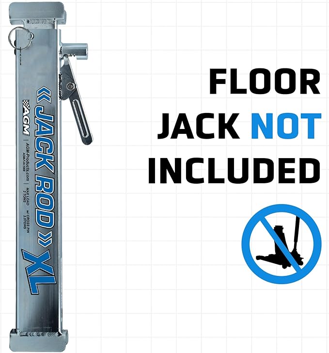 AGM Jack Rod, 3.5 Ton XL Locking Support Bar for Floor Jacks, Jack NOT Included, 24” Travel, 4.2 lb, Compact Jack Stand Alternative for Pickup Trucks & SUVs. Safer, Smarter Vehicle Support