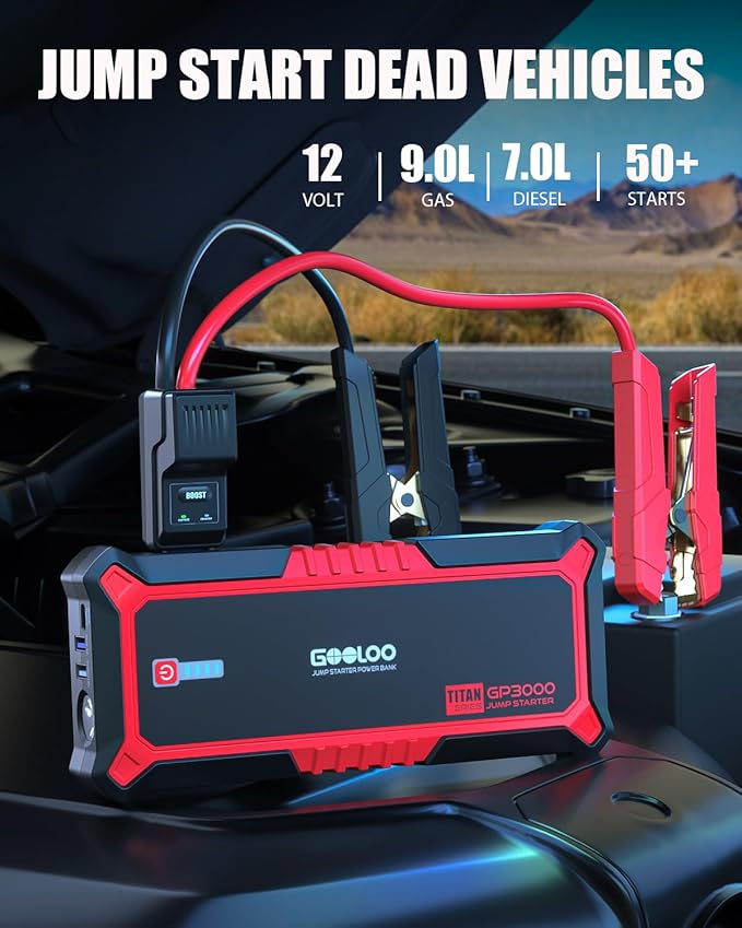 GOOLOO Upgraded GP3000 Jump Starter 3000A Peak Car Starter & GOOLOO DEEPSCAN DS100 OBD2 Scanner Bluetooth
