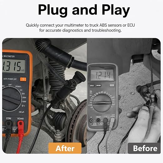 ABS Diagnostic Multimeter Cable for Heavy Duty Semi Trucks & Trailers | Male and female test leads included, No cutting or piercing factory wires, Stable connection for multimeter checks