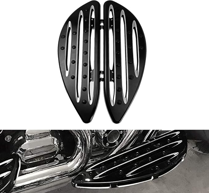 Front Driver Floorboard CNC Foot Pegs Rider Footboards Pedal Fit For Harley Touring Road King Road Glide Electra Glide Street Glide 1986-2025 Softail FL 1986-2017 (Black)