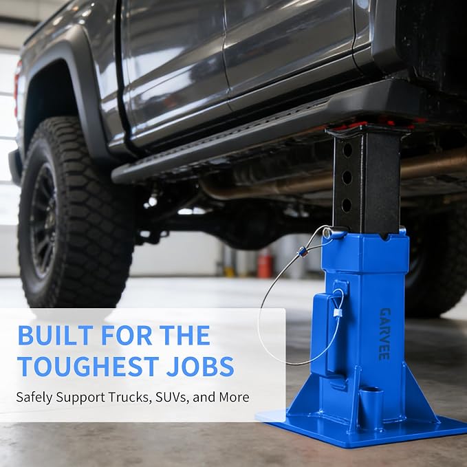 Garvee Heavy-Duty 22 Ton Jack Stands, 2 Pack Pin Type Supports with Quick-Lock for Trucks, RVs & Trailers, 13-19.68 Inch Adjustable Height, Professional Automotive Garage Equipment, Blue