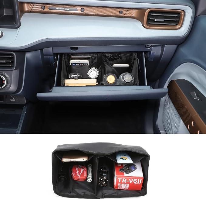 Lcojicep Co-Pilot Glove Box Dividers Organize Compatible Compatible with Ford Maverick 2022-2025 Passenger Side Glove Divider Box Storage Bag Compartment Partition Insert Tray Accessories
