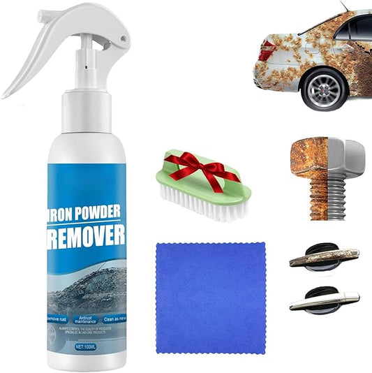 Iron Powder Remover Spray, Portable Heavy Duty Rust Remover for Metal Sprays Fast-Acting Oxidation Remover, Multi-functional Quick-Acting Rust Removal Spray for Metal, Bikes, Tools, Furniture (1pc)
