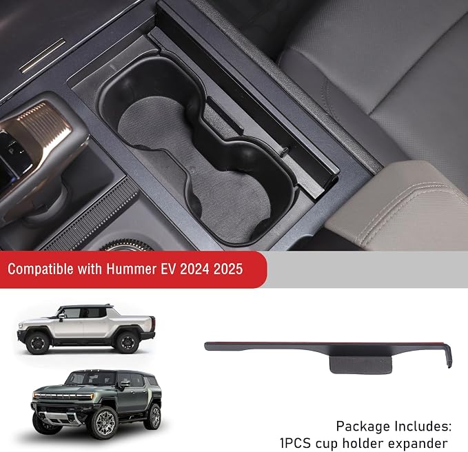 Yinanlutos Cup Holder Insert Organizer Tray Compatible with Hummer EV Pickup SUV 2024 2025 2026 Accessories Center Console Cup Holder Expand for Phone and Glasses 1PCS