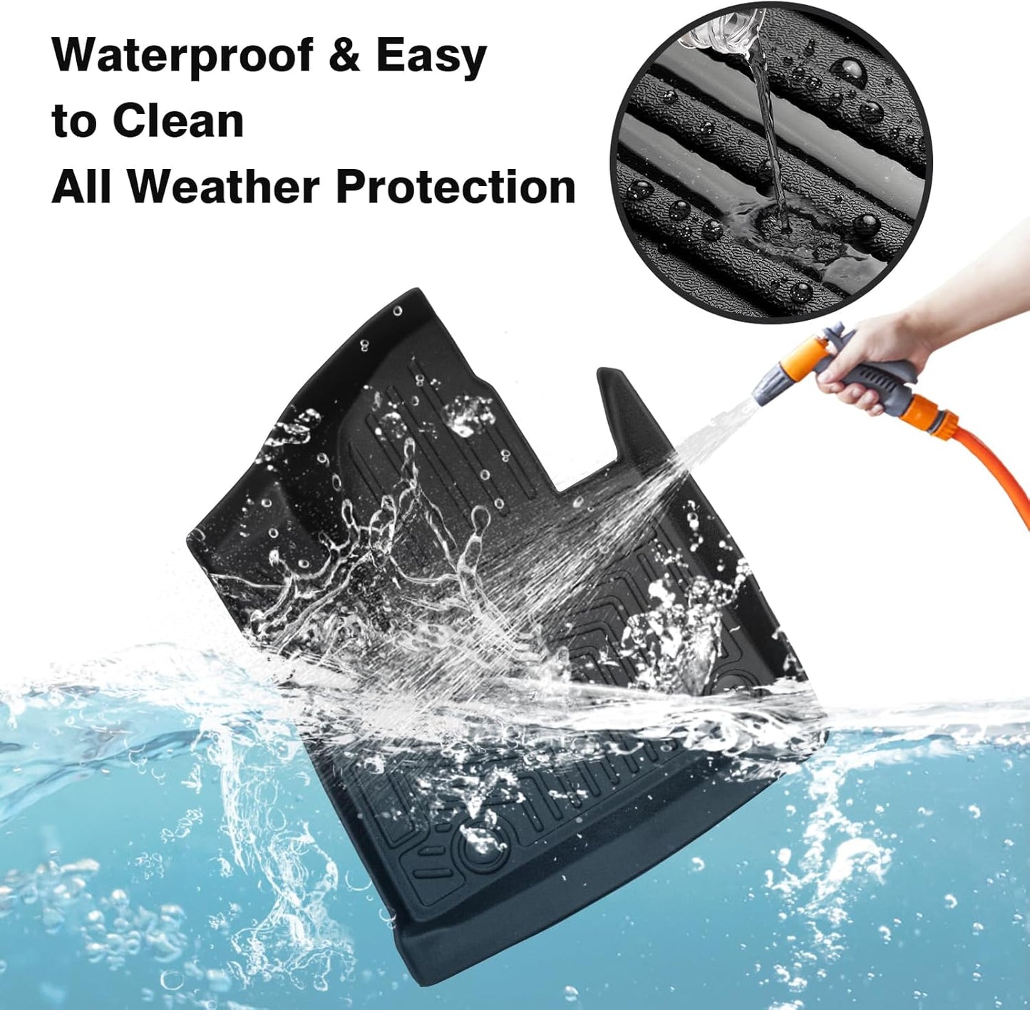 Powerty Floor Mats for 2021-2023 Hyundai Santa Fe 5 Seats (ONLY Hybrid), Custom Fit for Hyundai Santa Fe Accessories, 3D TPE All Weather Car Mats 1st & 2nd Row Heavy-Duty Floor Liners