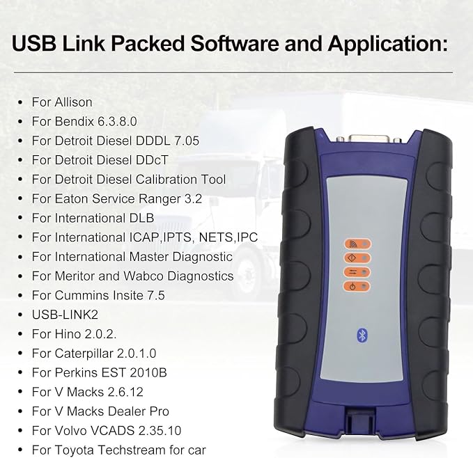 Diesel Universal Heavy Duty Truck Excavator Diagnostic Scanner Tool forNexiq USB Link 2 Heavy Duty Truck Scanner 124032 Diagnosis USB Link 2 Interface Adapter