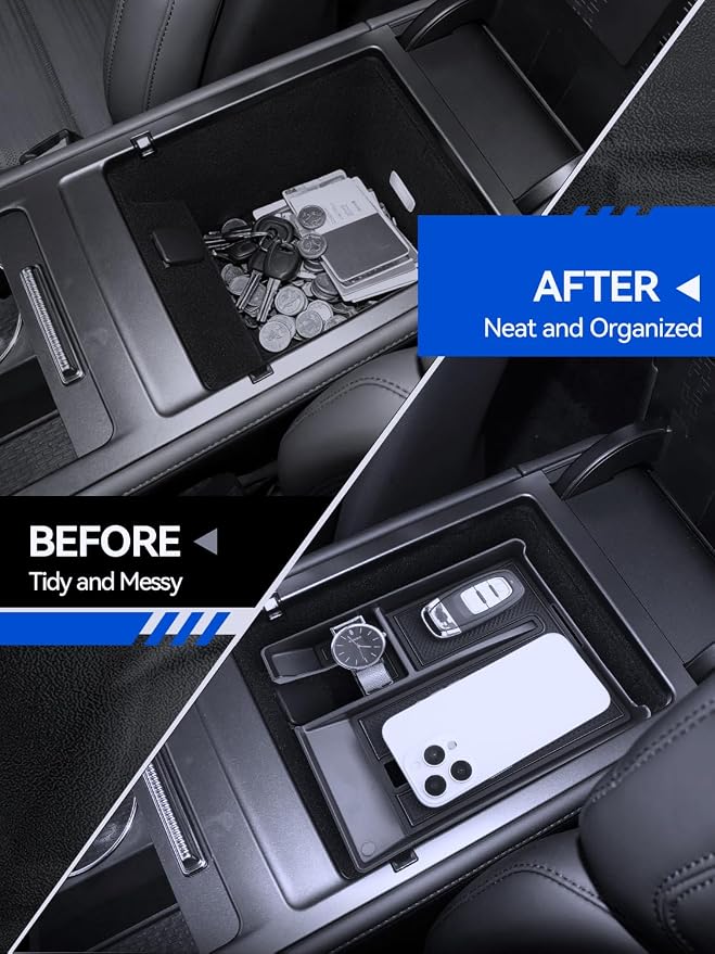 for Nautilus Center Console Organizer 2024-2026 Lincoln Nautilus(Premiere/Reserve/Black Label) Accessories 2 Pcs Armrest Box Storage Tray + TPE Lower Center Console Organizer Tray