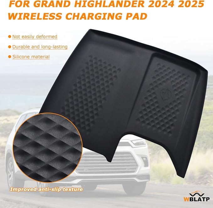 Wireless Charging Anti-Slip Mat for Grand Highlander Accessories 2026 2025 2024 Wireless Charging Pad Fit Toyota Car Accessories Non Slip Mat Cordless Charger Heat Insulating Silicone Material