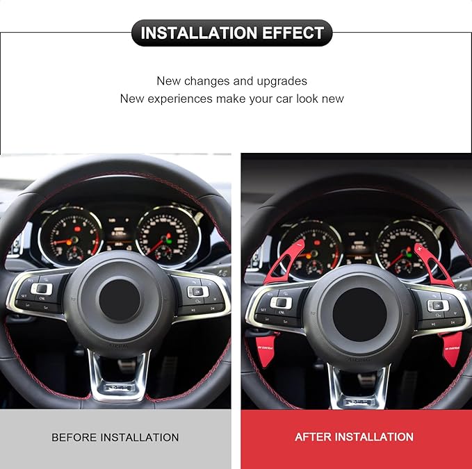 Steering Wheel Shift Paddle Extended Shifter Trim Cover compatible with VOLKSWAGEN VW GOLF 7 SCIROCCO SAGITAR GLI LAMANDO GTS POLO GTI Car Accessories Aluminum Alloy Red