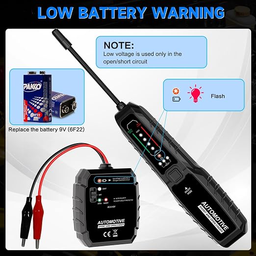 VSTM Wire Tracer Automotive Electrical Open & Short Finder, Circuit Breaker Finder, Circuit Tester, Fault Probe Cable Tracker, DC 6-42V Electrical Circuit Diagnostic Tool
