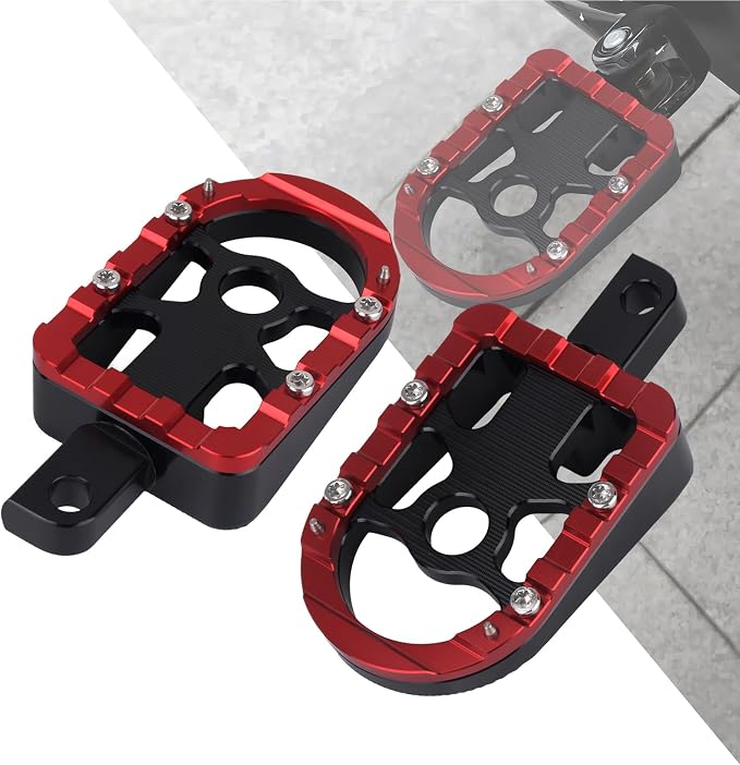 Motorcycle Floorboards Passenger Footboards Wide Foot Pegs Board Pedal Compatible with Touring Electra Road Street Glide Softail Road King Red Edge
