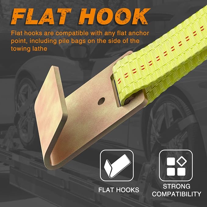 4Pack Flat Hook Tire Straps with 4Pack Axle Straps