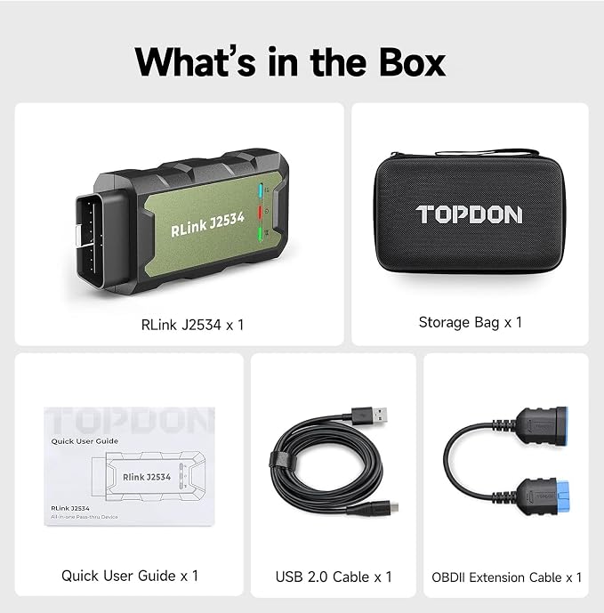 TOPDON RLink J2534 Reprogramming Tool, High-Speed J2534 Pass-Thru Programmer, OEM Reprogramming and Diagnostic Tool, Supports J2534/D-PDU/CAN-FD/DoIP, 17+ Vehicle Brands Supported